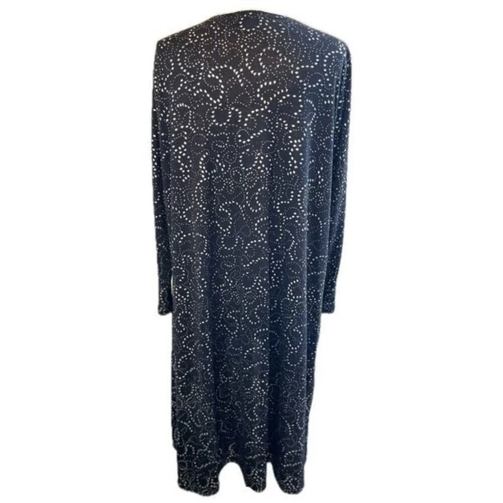 LULA‎ ROE Elegant Sarah Black & Silver Metallic Longline Duster Cardigan, Large